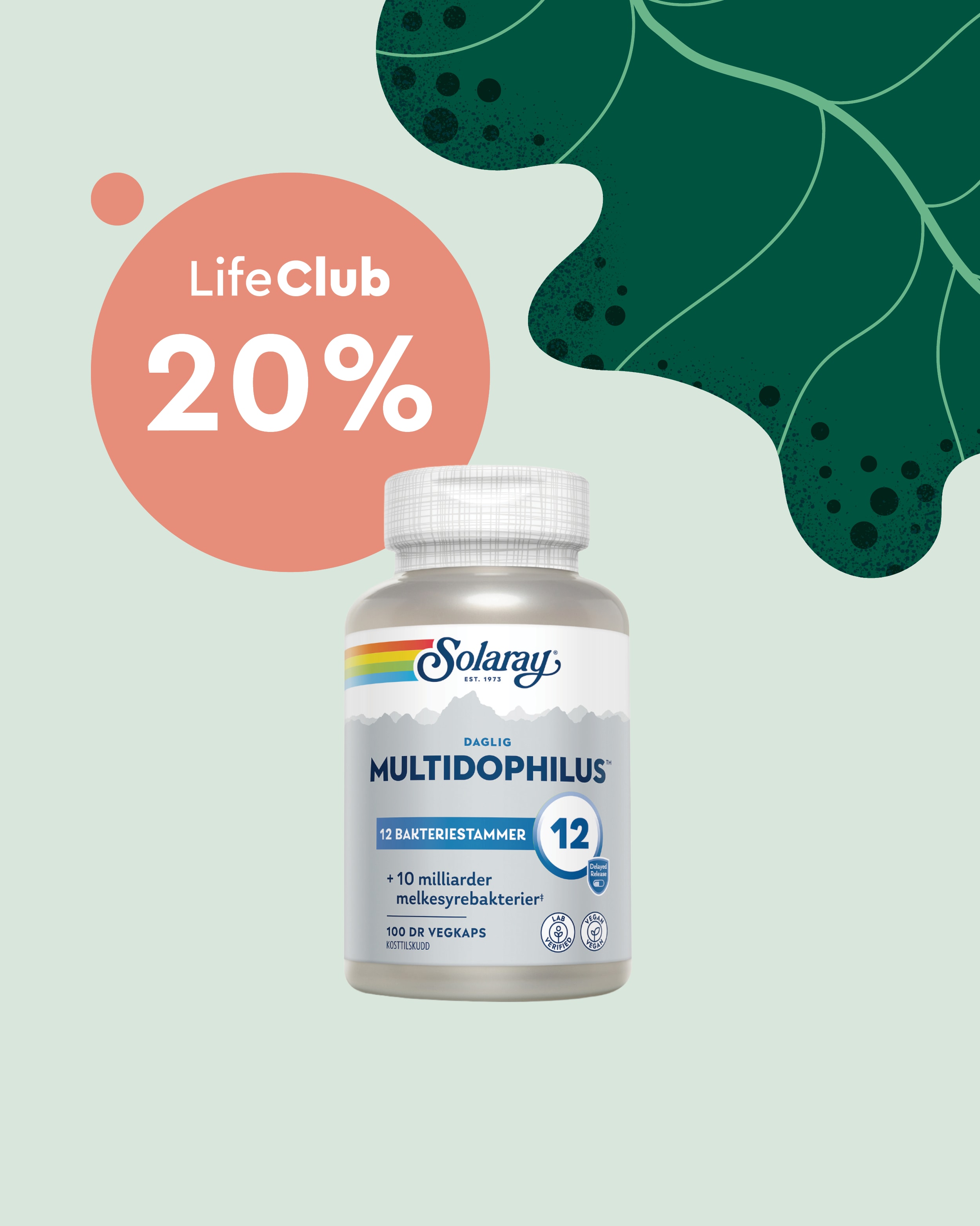 Medlemstilbud 20% på Solaray  Multidophilus 12 100 KPSL