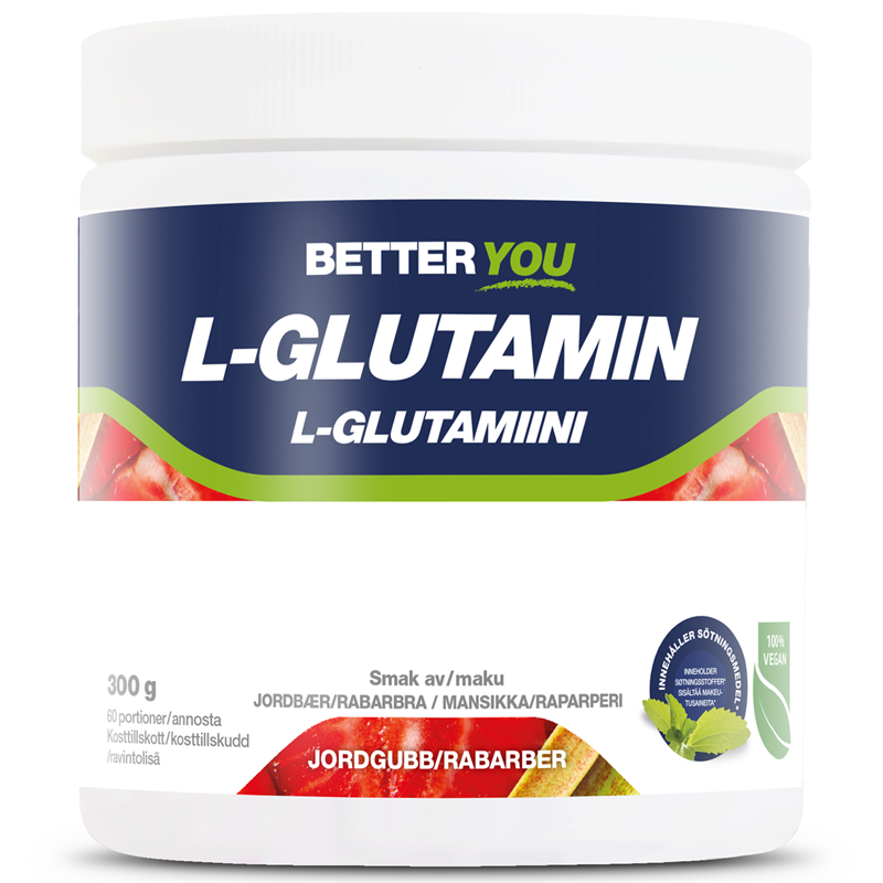 Better You Naturlig L-Glutamin Jordbær/Rabarbra
