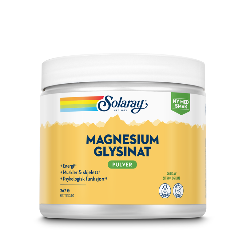 Solaray Magnesium Glysinat Pulver Sitron & Lime