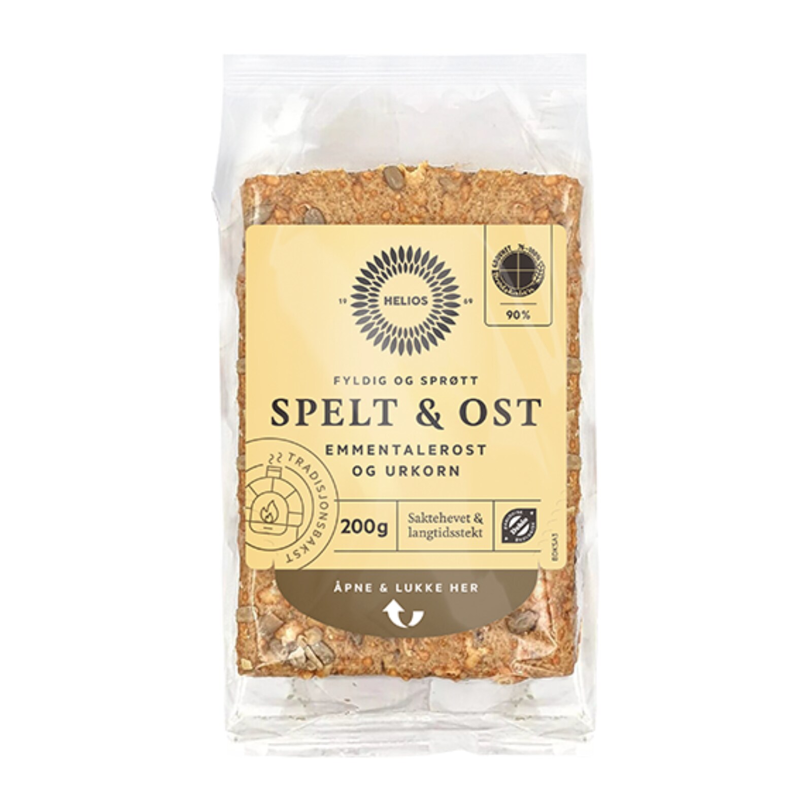 Helios speltknekkebrød med ost økologisk