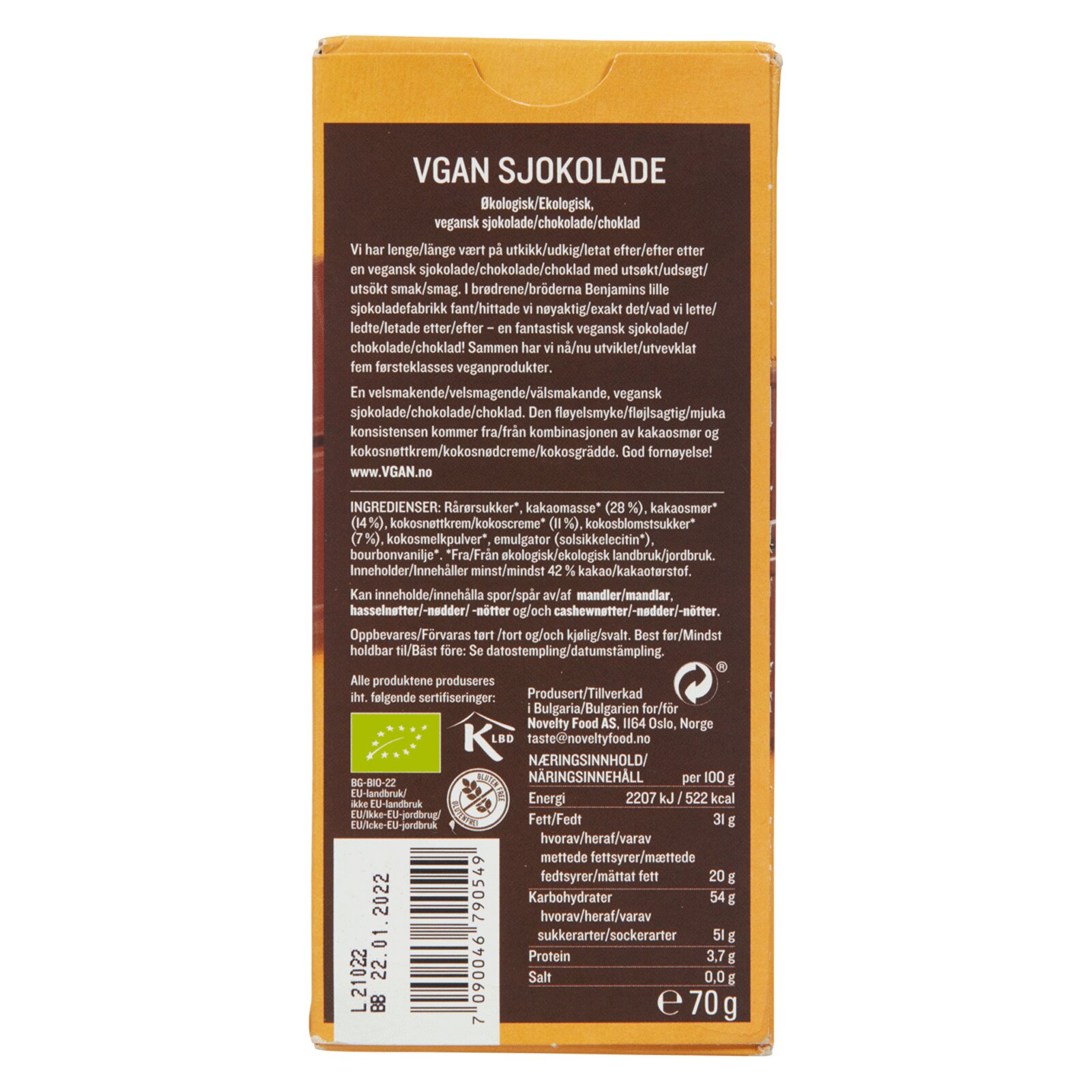 Vgan Mylk Sjokolade