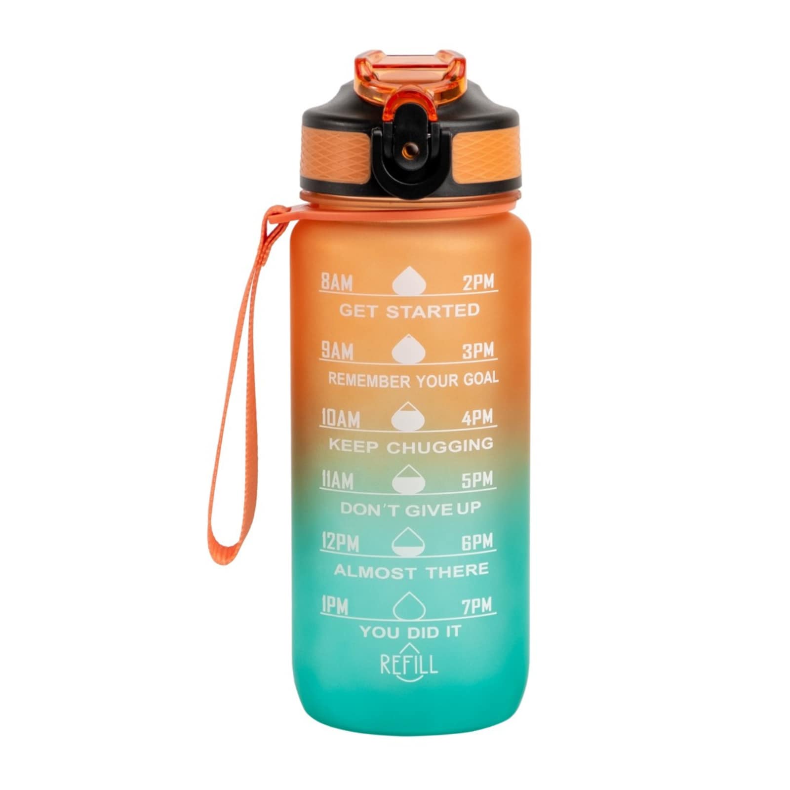 Motivasjonsflaske Turkis/Oransj 600ml