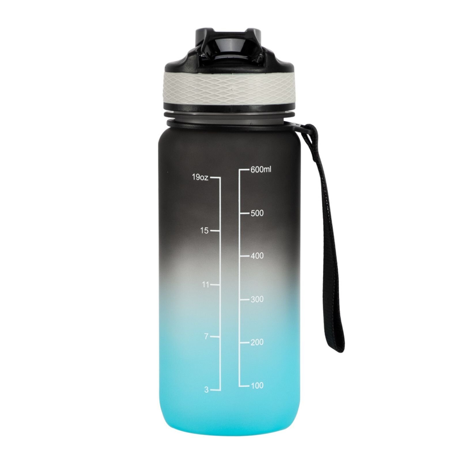 Motivasjonsflaske Blå/Sort 600ml